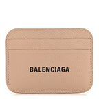 Balenciaga Grained Calfskin Logo Cash Rounded Card Holder Beige