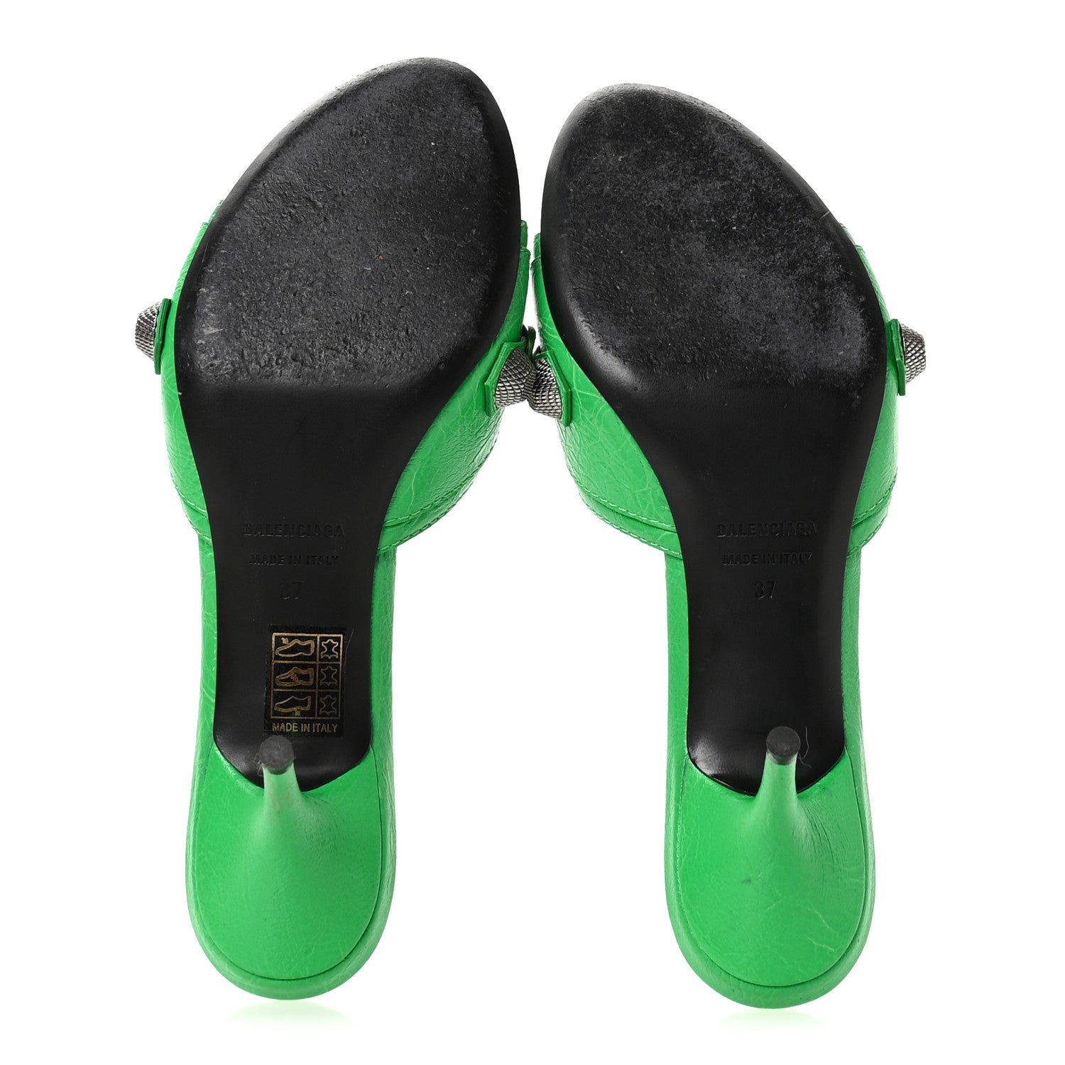 Balenciaga Agneau Arena Cagole 50mm Slide Sandals 37 Vivid Green