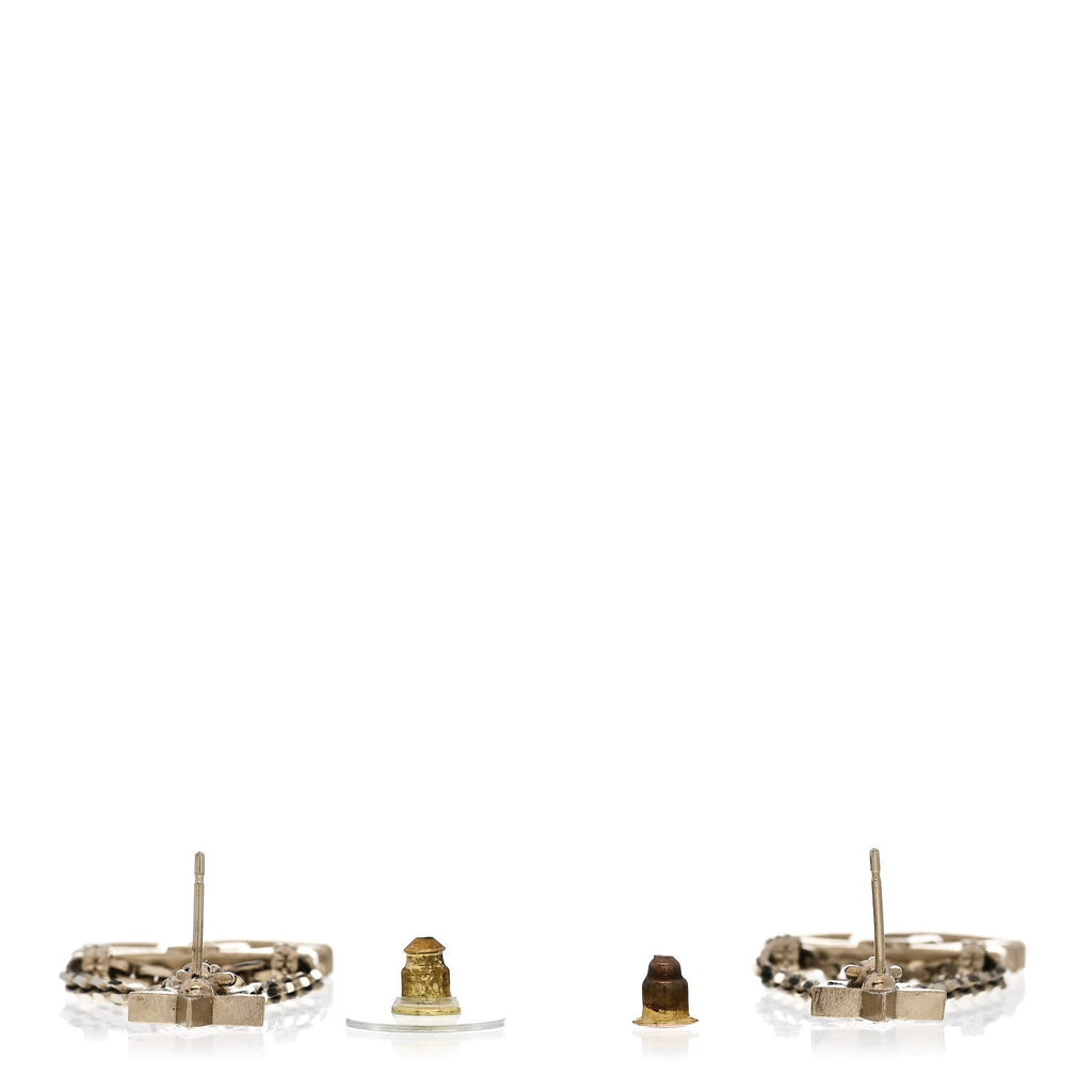 Chanel Crystal Star Drop CC Earrings Gold