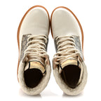 Gucci Apollo Calfskin GG Supreme Nappa Samoa Quilted Lace Up Ankle Boots 40 Mystic White Beige Ebony