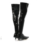Miu Miu Nappa Stretch Knee High Heel Boot 36.5 Black