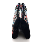 Saint Laurent Velvet Embroidered Claire Boots 36 Black