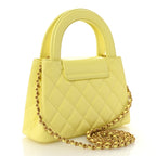 Chanel Shiny Aged Calfskin Quilted Nano Kelly Shopper Light Yellow