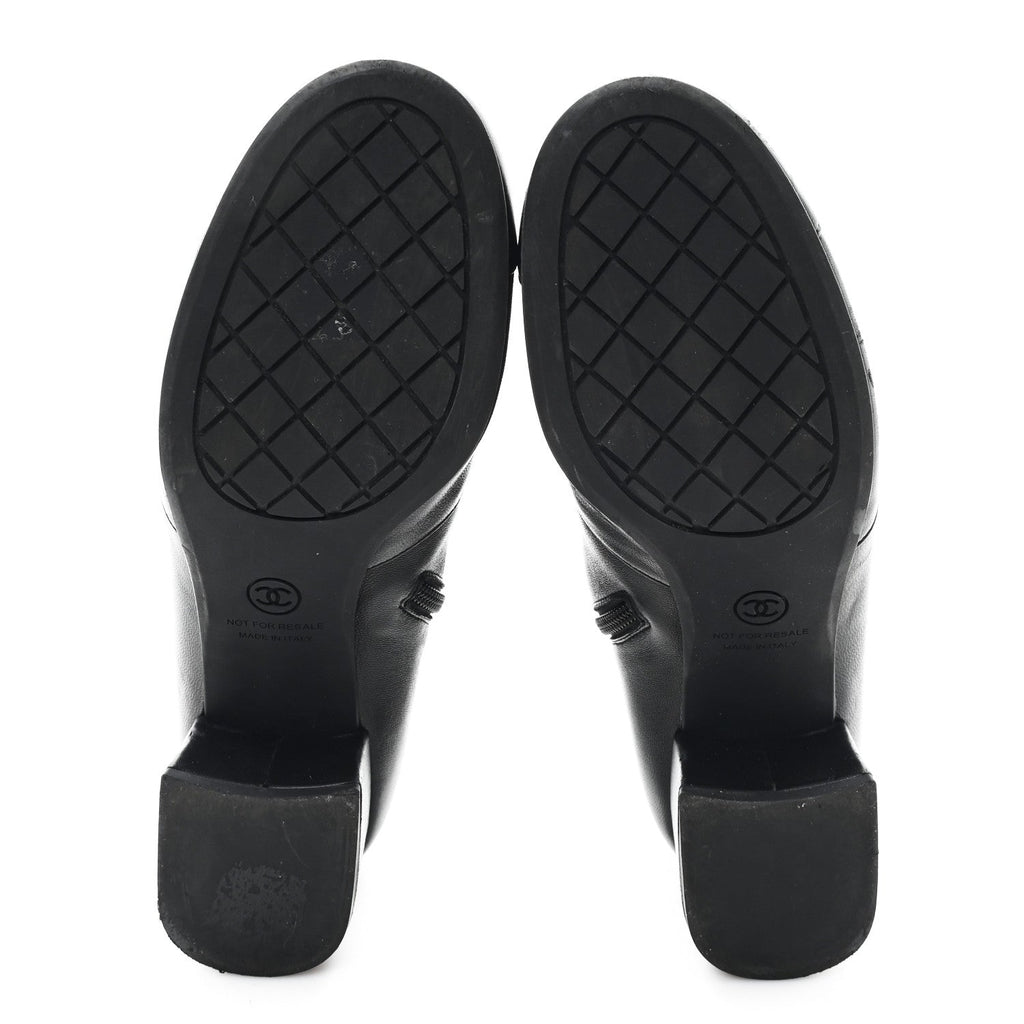 Chanel Stretch Lambskin Cap Toe CC Short Boots 39 Black