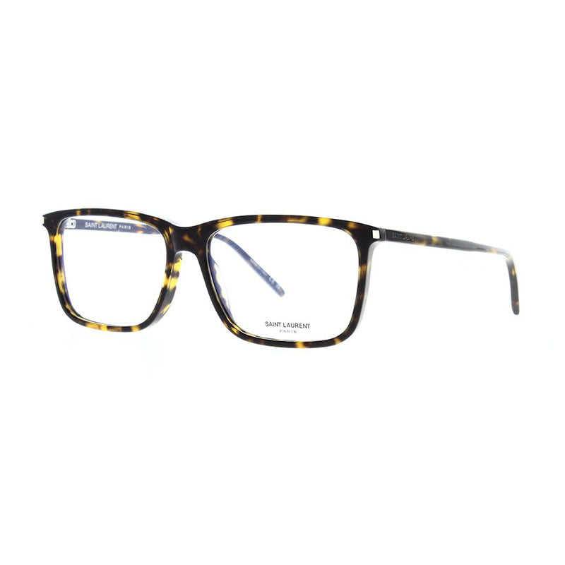 Saint Laurent Eyeglasses Square Full Rim, Havana Frame and Clear Demo Lenses Lens SL454005