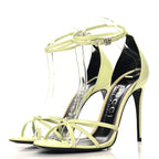 Gucci Nappa Charlotte GG Ankle Strap High Heel Sandals 39 Pistachio Green