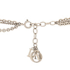 Christian Dior Metal Crystal Heart Charm Necklace Silver Pink