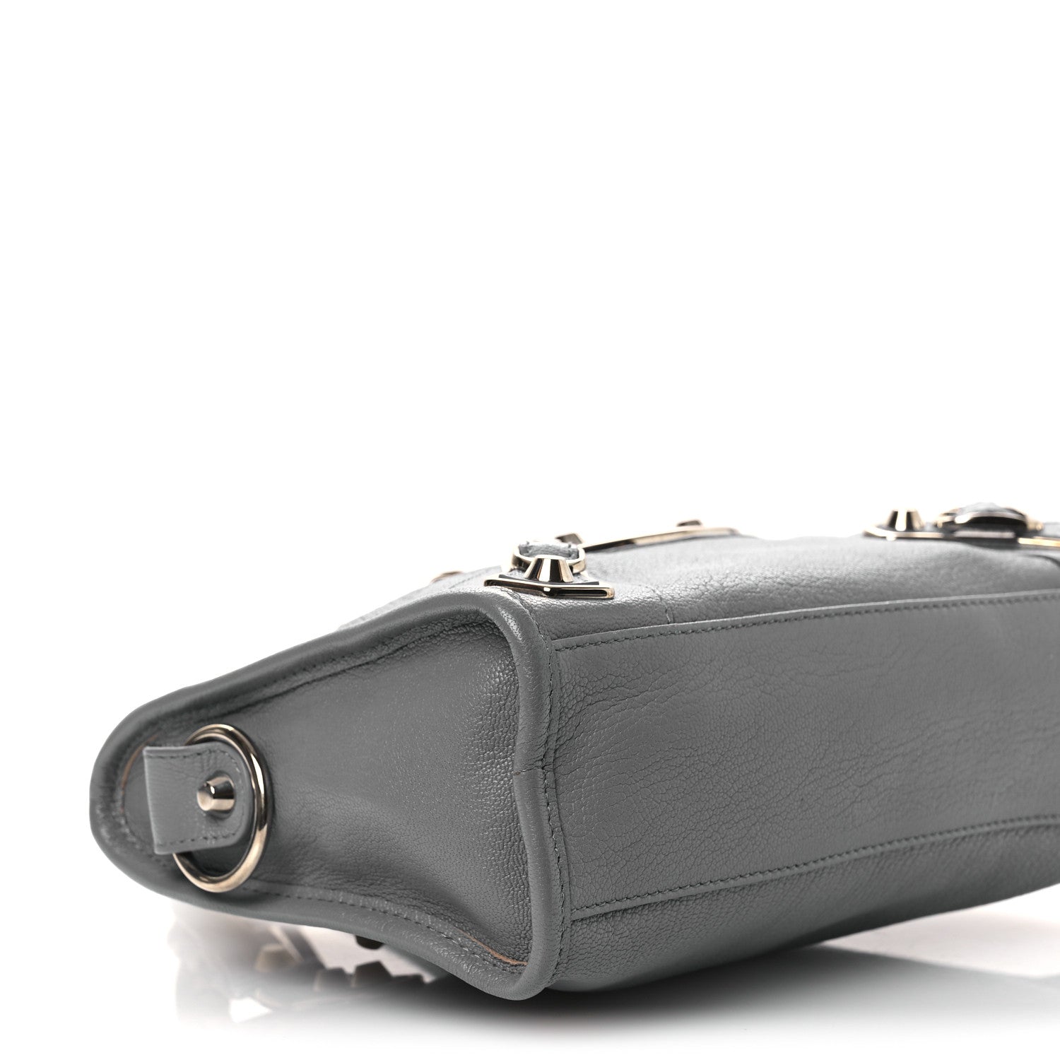Balenciaga Chevre Silver Metallic Edge Hardware Mini City Bleu Acier