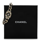 Chanel Metal Glass Pearl Strass CC Pendant Bracelet Gold Black