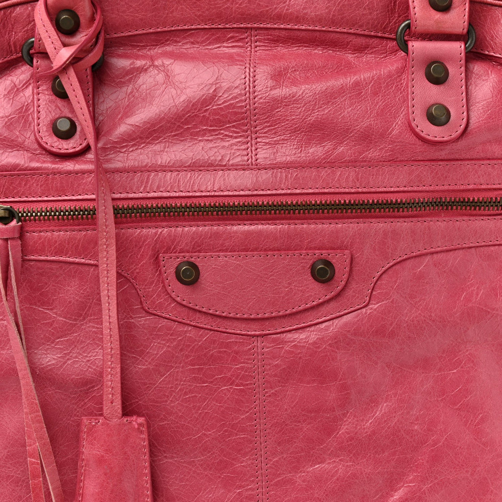 Balenciaga Agneau Classic Hardware Briefcase Tote Pivoine