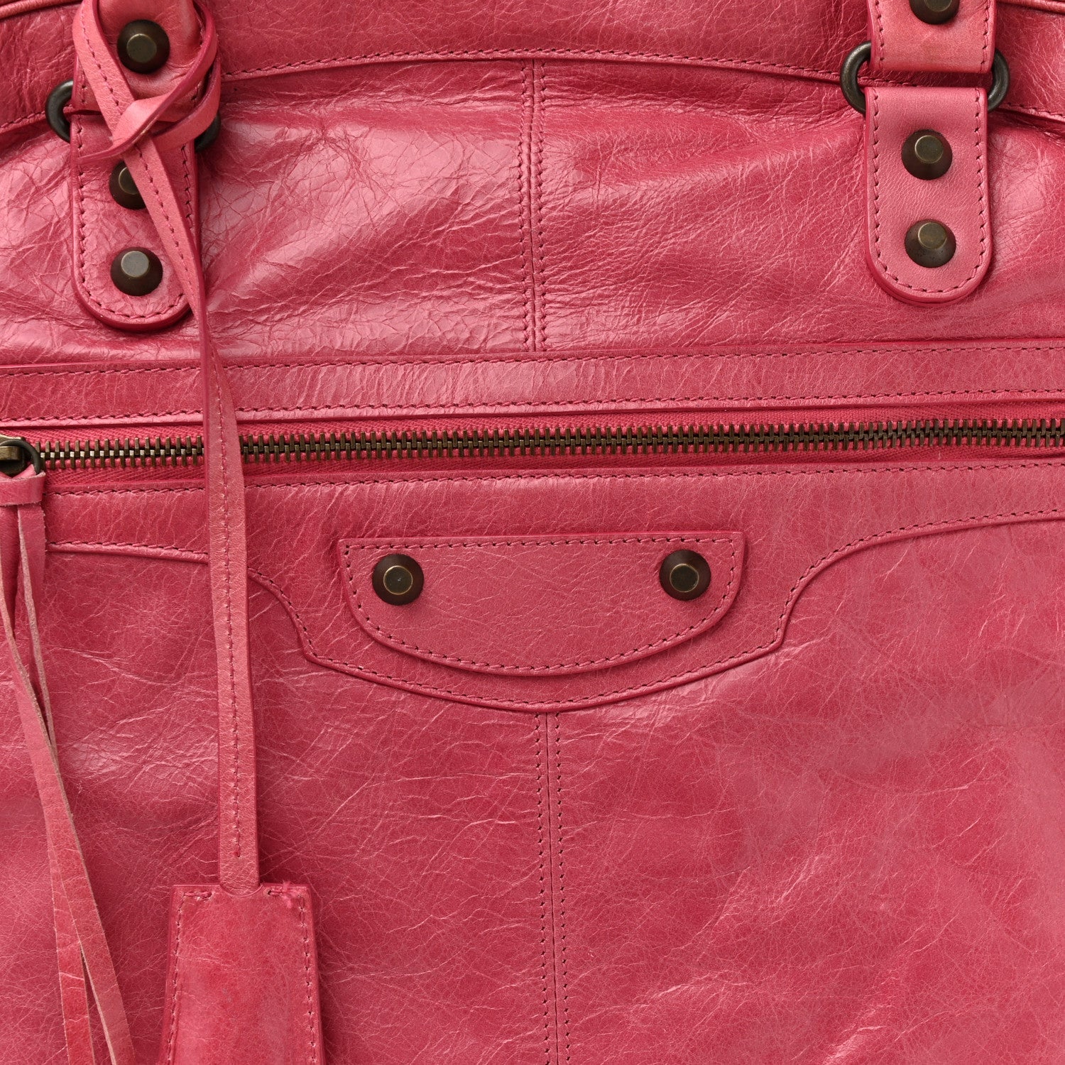 Balenciaga Agneau Classic Hardware Briefcase Tote Pivoine