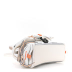 Balenciaga Faux Calfskin Fabric Glow In The Dark Small Sneakerhead Top Handle Bag White Orange