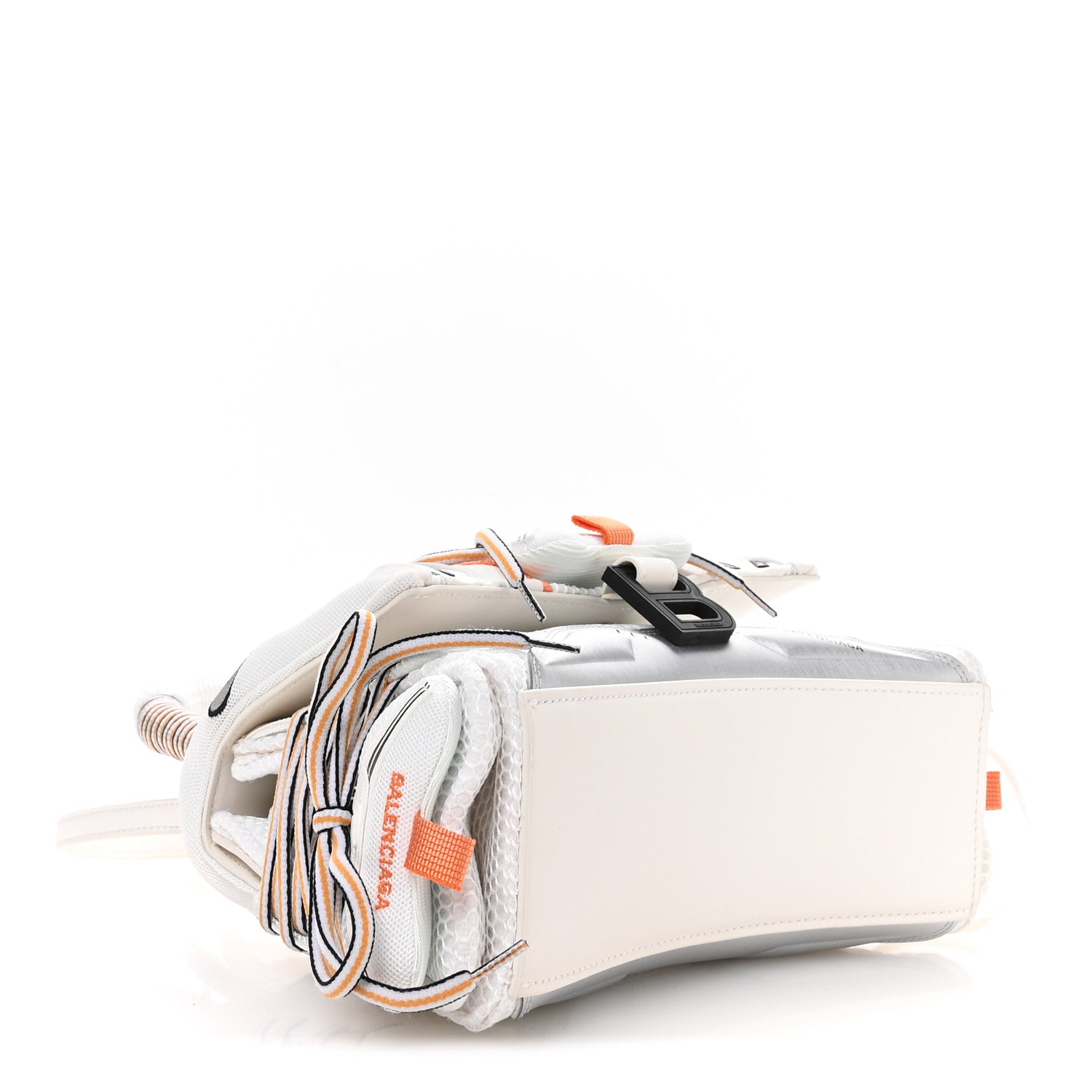 Balenciaga Faux Calfskin Fabric Glow In The Dark Small Sneakerhead Top Handle Bag White Orange