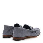 Gucci Luxury Suede Guccissima Mens Horsebit Mocassin Loafers 9.5 Foggy Grey