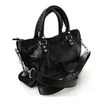 Balenciaga Agneau Arena Storico Silver Hardware Small Le City Black
