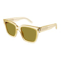 Saint Laurent Sunglasses Square Full Rim, Transparent Yellow Frame and Green Lens SL507005