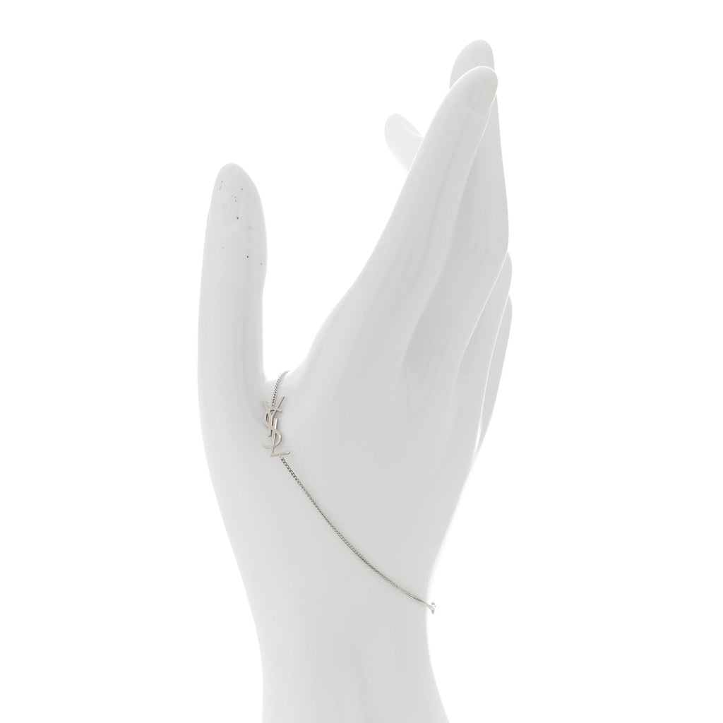 Saint Laurent Brass Monogram Charm Bracelet L Silver