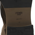 Fendi Vitello Stretch Fabric FF Rockoko Biker Boots 37 Maya Chocolate