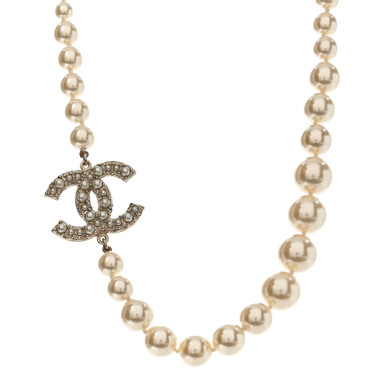Chanel Pearl CC 100th Anniversary Necklace Light Gold