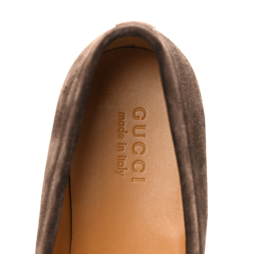 Gucci Luxury Suede GG Monogram Horsebit Mens Jordy Loafers 9 Night Cocoa