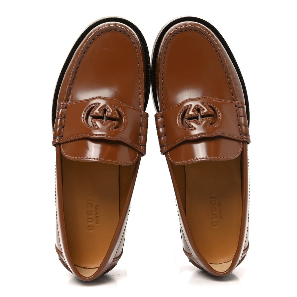 Gucci Millennial Ribot Cut Out Interlocking G Loafers 35 Cuir