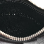 Balenciaga Grained Calfskin Miami Logo Cash Coin Card Holder On Keychain Black