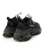 Balenciaga Fabric Mesh Womens Triple S Sneakers 39 Black