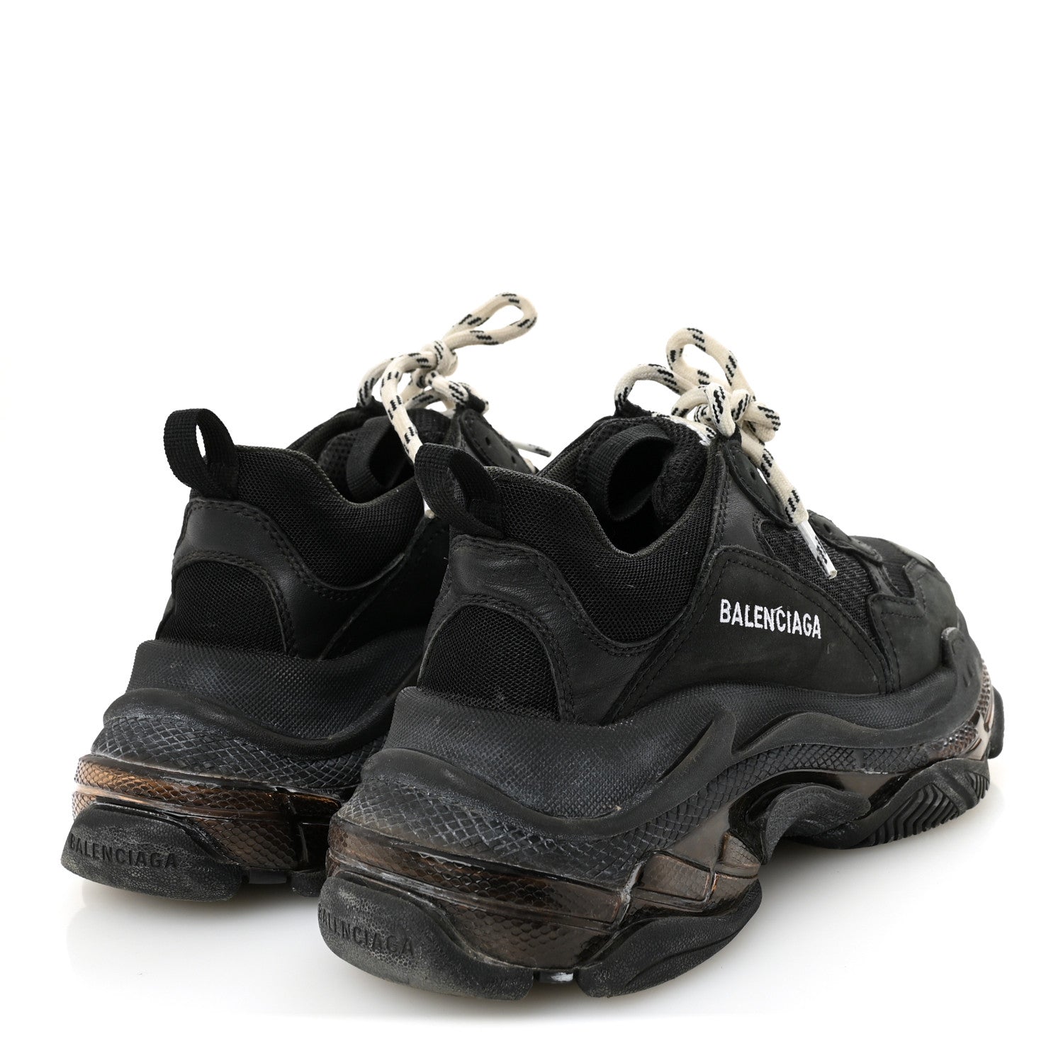 Balenciaga Fabric Mesh Womens Triple S Sneakers 39 Black