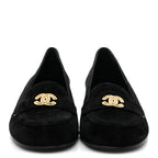 Chanel Suede Crystal CC Mocassin Loafers 39.5 Black