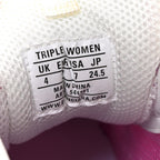 Balenciaga Fabric Mesh Clear Sole Womens Triple S Sneakers 37 White Pink