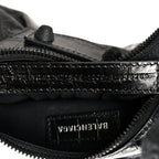 Balenciaga Extra Supple Calfskin Crocodile Embossed Monochrome Le Cagole Shoulder Bag XS Black