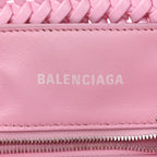 Balenciaga Faux Calfskin Braided Varnished XXS Bistro Basket Candy Pink