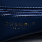Chanel Shiny Aged Calfskin Quilted Nano Kelly Shopper Dark Blue