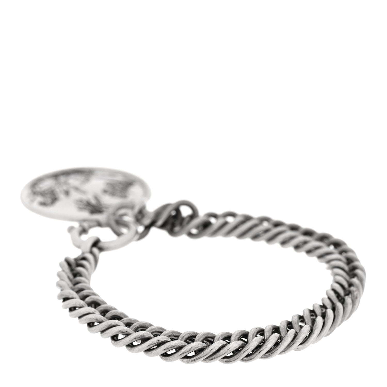 Gucci Sterling Silver Round Flora Chain Bracelet