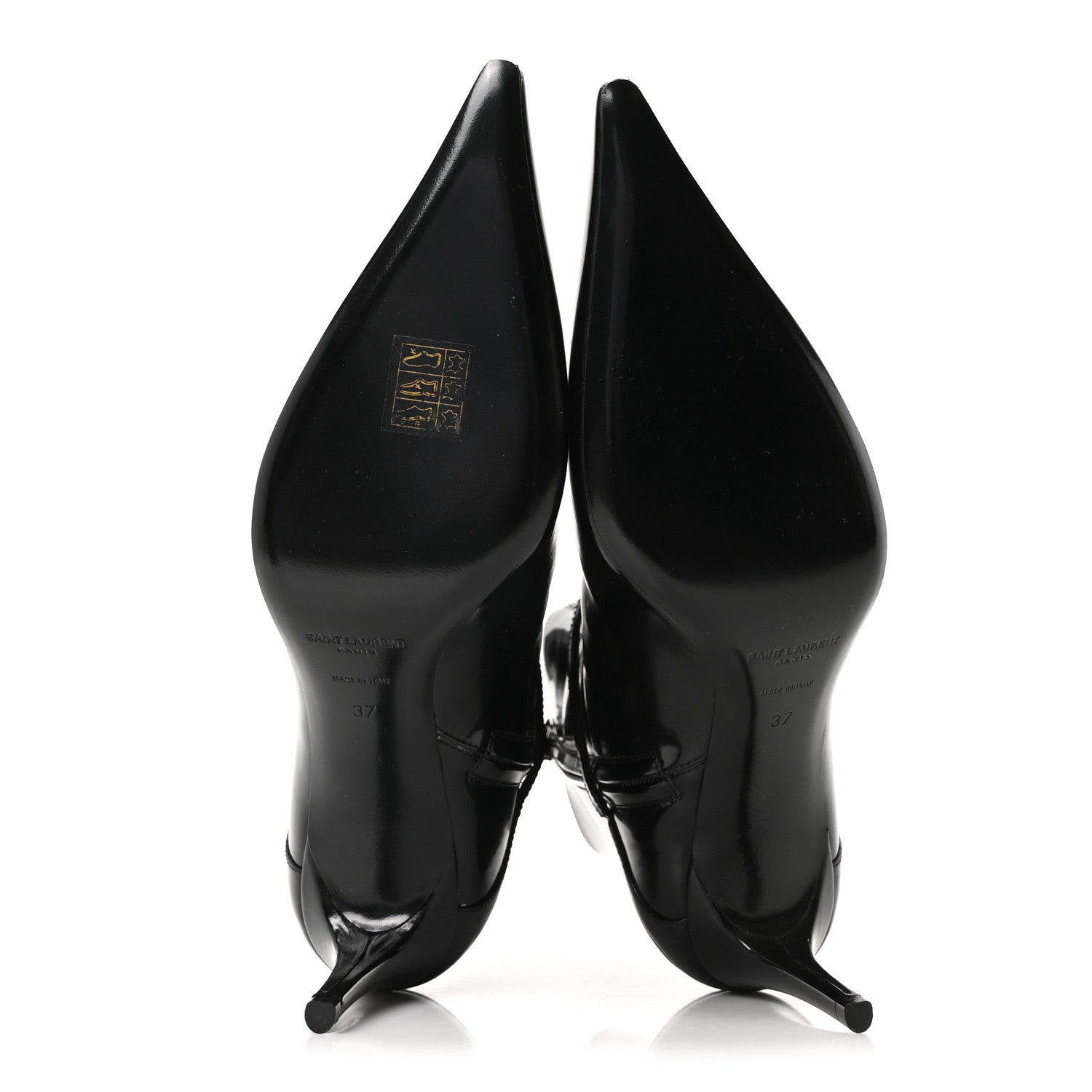 Saint Laurent Patent Vendome Buckle Ankle Booties 37 Black