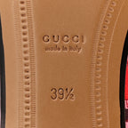 Gucci Betis Glamour Canvas Horsebit Print Womens Jordaan Loafers 39.5 Pink Rosso Ancora
