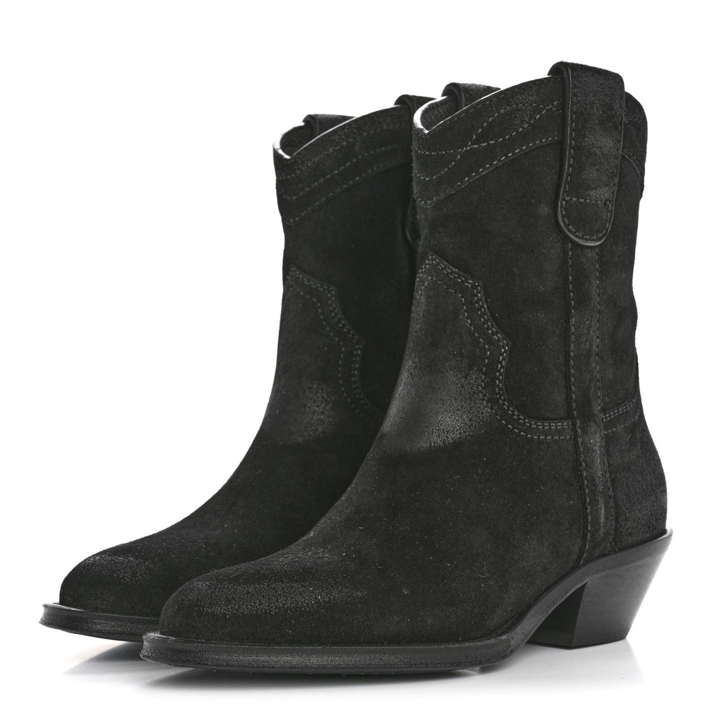 Saint Laurent Suede Eastwood Western Boots 35 Black