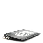 Balenciaga Grained Calfskin Miami Logo Cash Coin Card Holder On Keychain Black