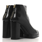 Chanel Shiny Crumpled Calfskin CC Cap Toe Ankle Boots 35.5 Black