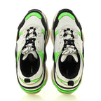 Balenciaga Fabric Mesh Womens Triple S Sneakers 37 White Green Fluo Black