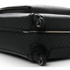 Gucci GG Supreme Monogram Large Four Wheel Suitcase Black Grey