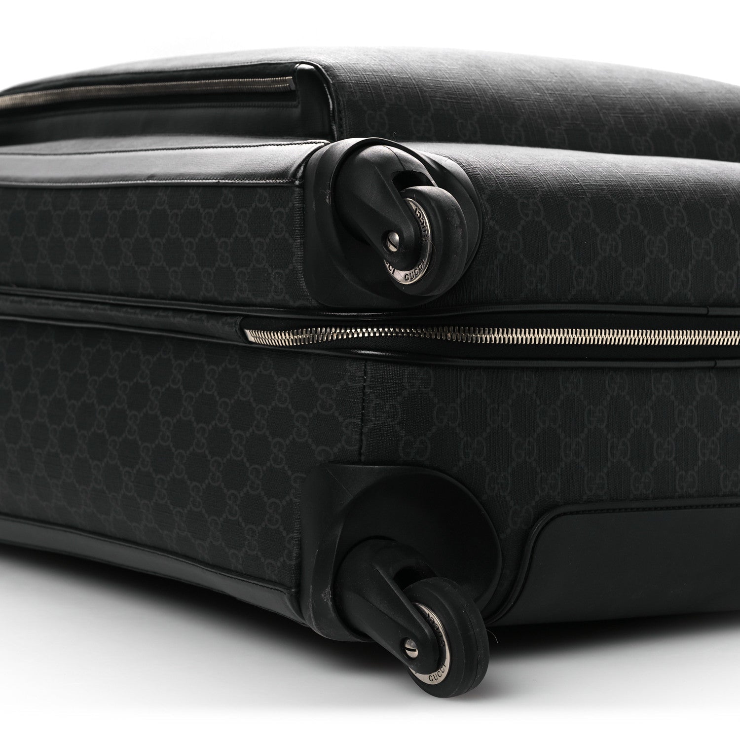 Gucci GG Supreme Monogram Large Four Wheel Suitcase Black Grey