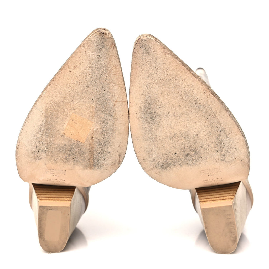 Fendi Glazed Fabric FF 1974 Cutwalk Ankle Boots 36 Mogano Panna