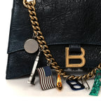 Balenciaga Crushed Calfskin Quilted Small Souvenirs Crush Chain Bag Black