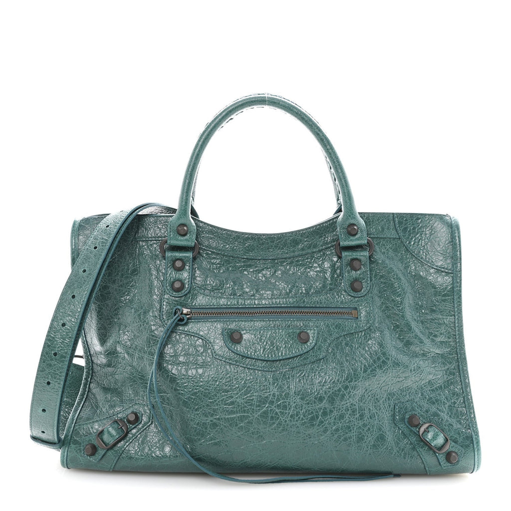 Balenciaga Arena Lambskin Classic Hardware Medium Le City Dark Emerald