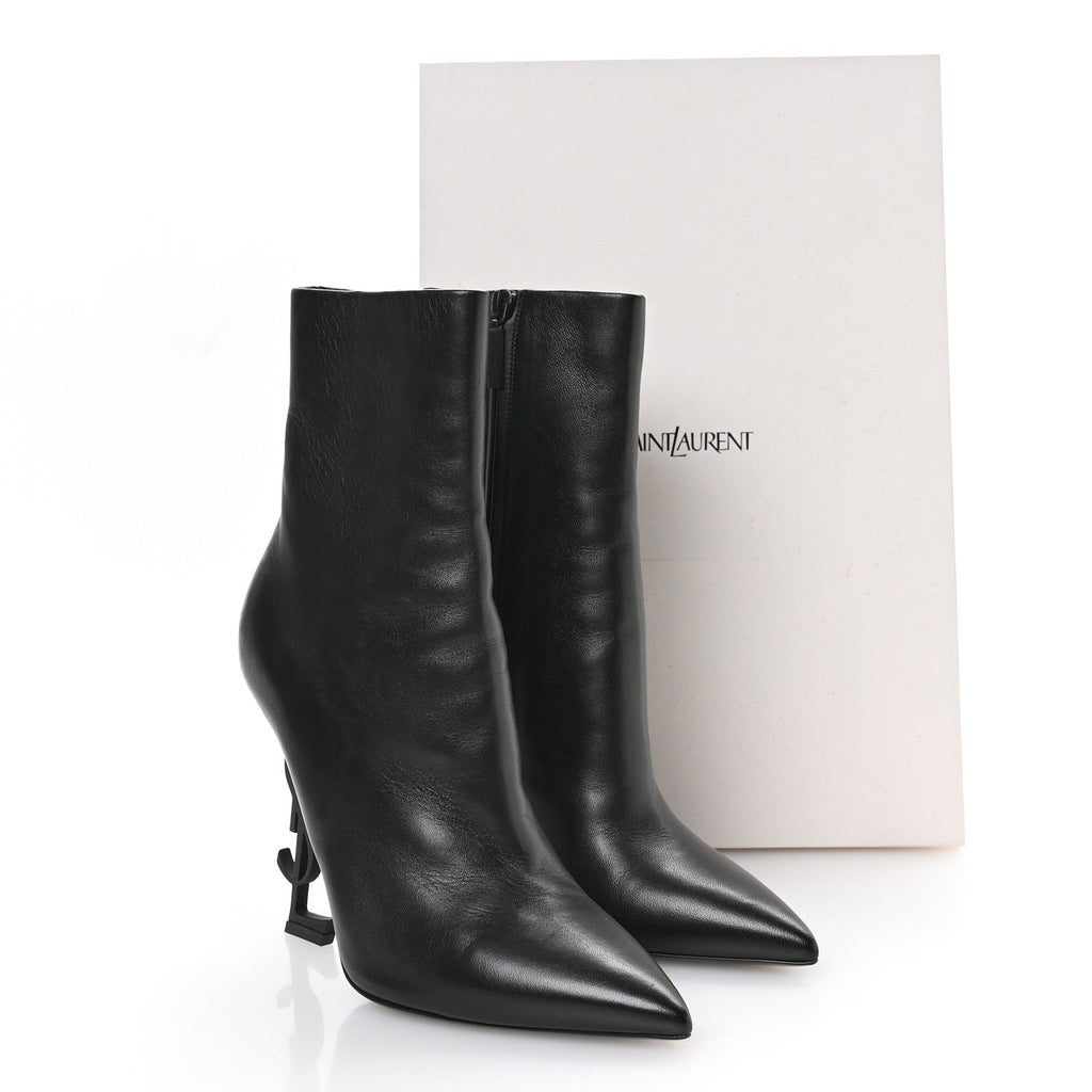 Saint Laurent Calfskin Opyum Ankle Boots 40 Black