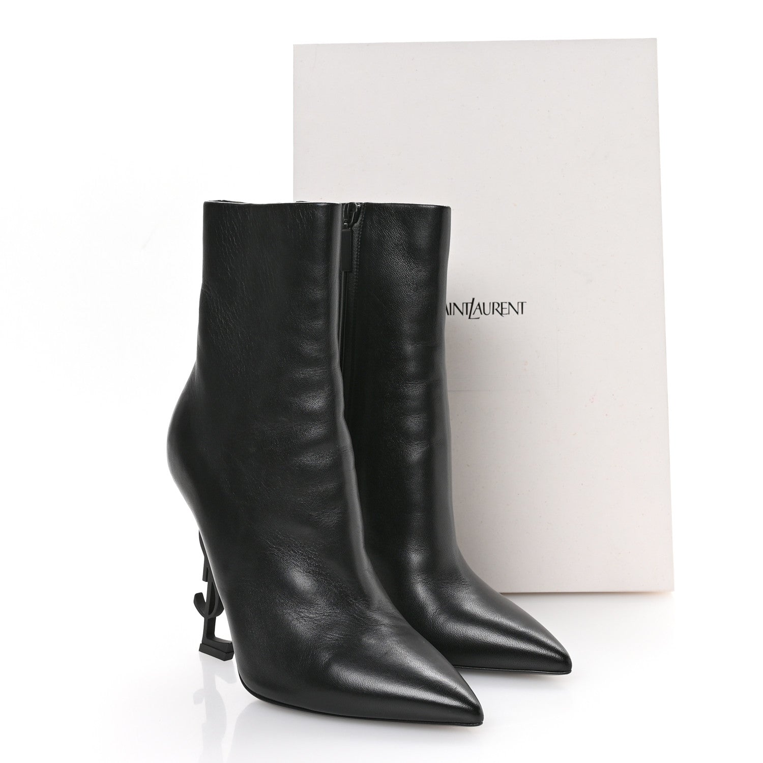 Saint Laurent Calfskin Opyum Ankle Boots 40 Black