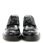 Prada Spazzolato Metal Triangle Logo 50mm Loafers 40 Black