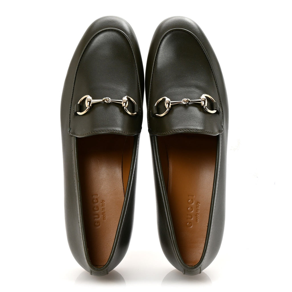 Gucci Calfskin Womens Jordaan Loafers 35.5 Luscious Green