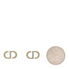 Christian Dior Crystal CD Earrings Blue Gold